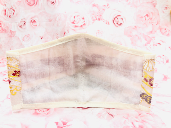 京都西陣織　桜　和柄　マスク　ハンドメイド　着物　成人式　結婚式 6枚目の画像