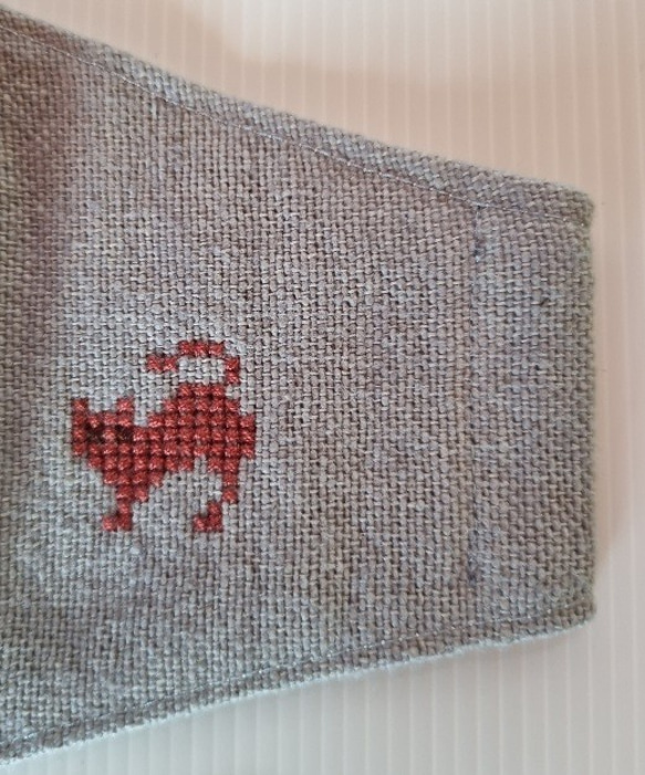 faasai 手織りコットン  刺繍マスク(ネコ)/ 送料無料 3枚目の画像