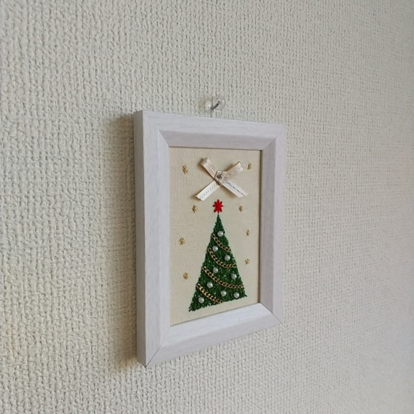 クリスマス刺繡フレーム  【X01】  ツリー　グリーン 3枚目の画像