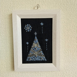 クリスマス刺繡フレーム 【X02】ツリー　水色 2枚目の画像