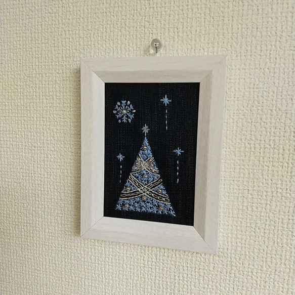クリスマス刺繡フレーム 【X02】ツリー　水色 3枚目の画像