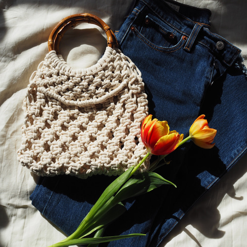 No.14マクラメෆデニムカラーෆバッグhangingෆෆ No.14マクラメෆデニムカラーෆバッグhangingෆෆ No.14マクラメෆ