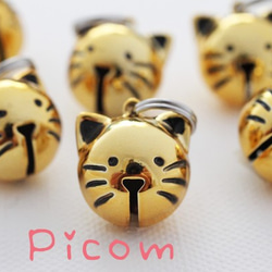 【お試し価格】金の桜ねこ鈴ストラップ●Picom● 3枚目の画像