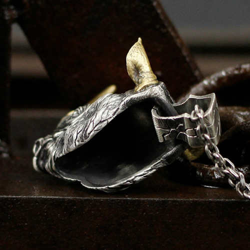 Rhinoヘッドシルバーペンダントネックレス、巨大なシルバーペンダント  