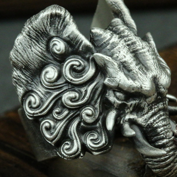 6歯の象の指輪-仏教の山のスターリングシルバーの指輪-手作り Cma091 9枚目の画像