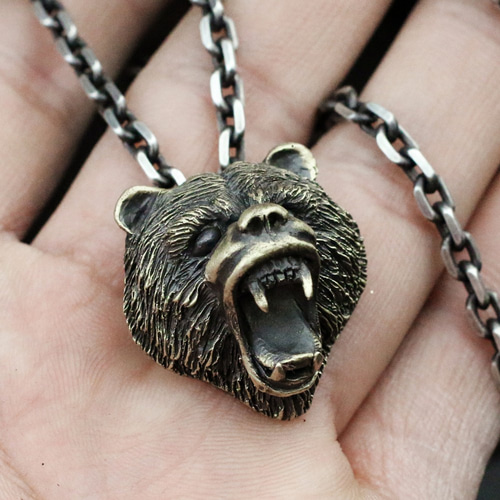 ブラウンダイヤくまペンダントトップ