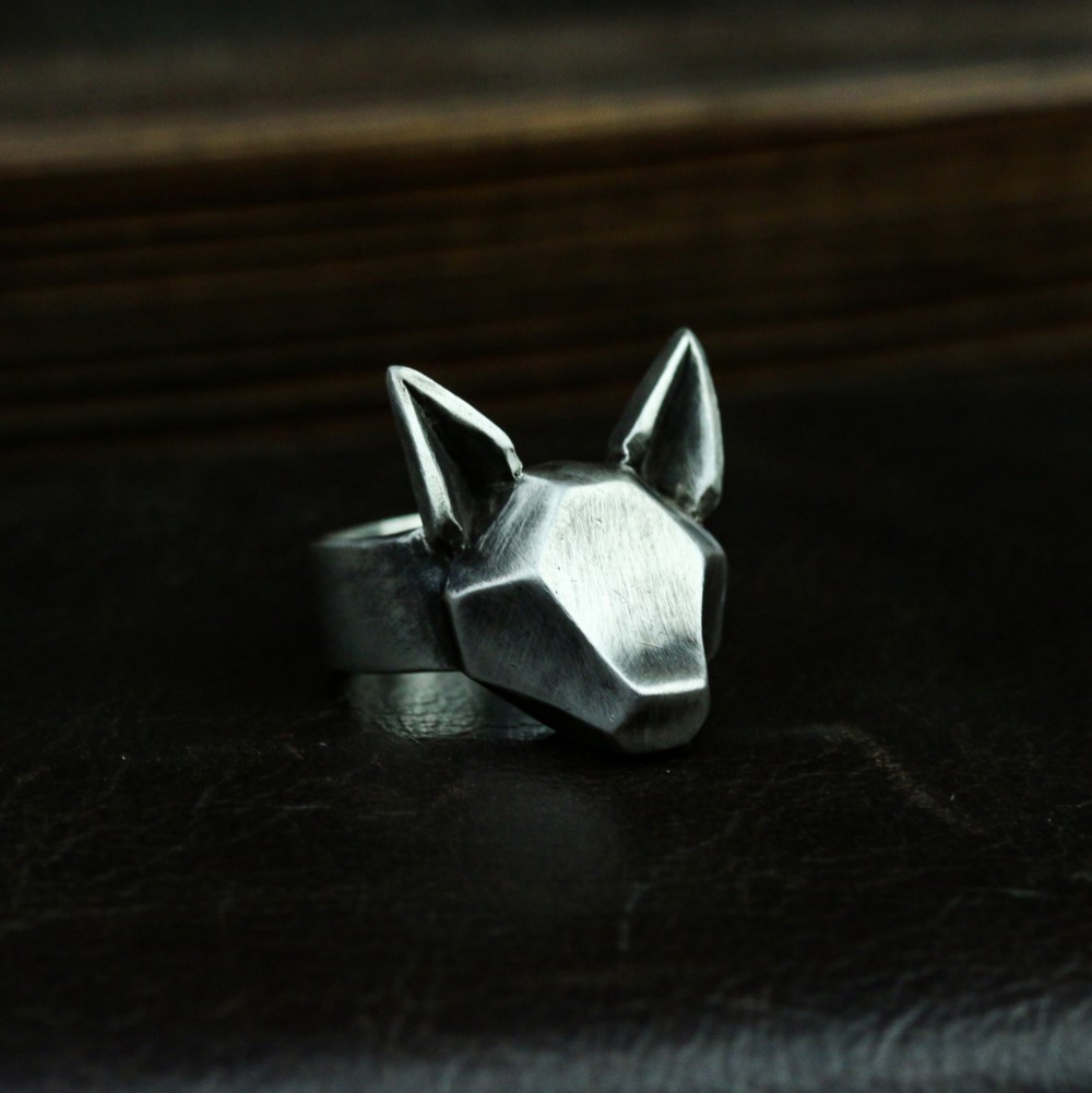 シンプルなキツネの指輪、抽象的なキツネの指輪、トーテムアニマルジュエリー、メンズハンドクラフトギフト  Cma149
