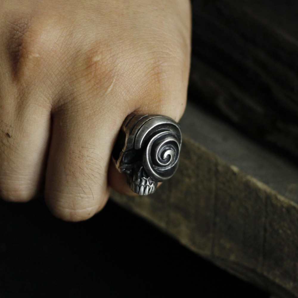 スワールスカルリング、ジョーレススカルリング、クリエイティブスカルリング、ユニークなスターリングシルバーギフト職人製