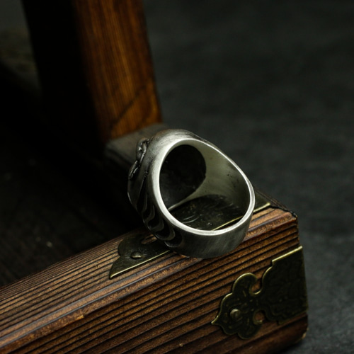 だるまエッグ925シルバーリング、スターリングシルバーブラス製、職人