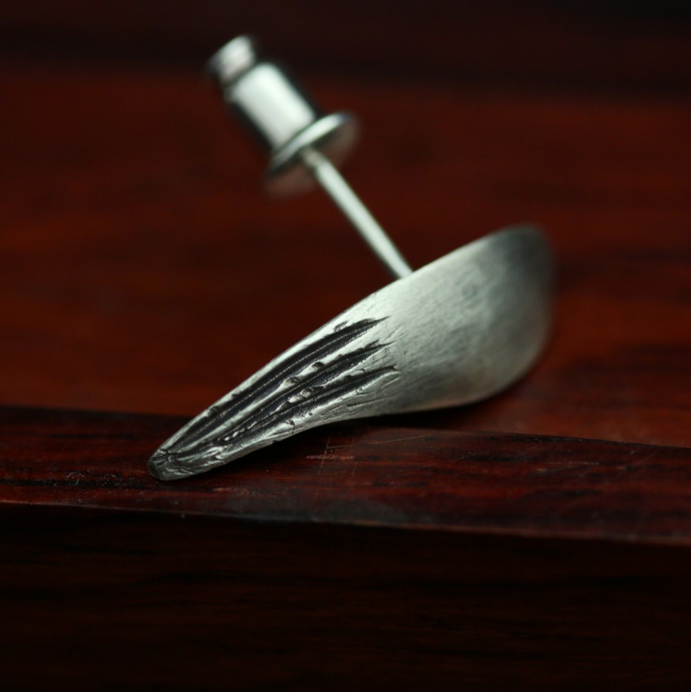 一対クジラスターリングシルバーイヤリング、マリンイヤリング、クジライヤリング-手作り