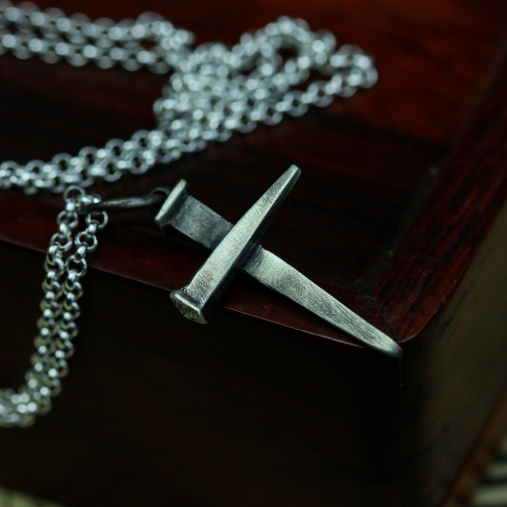 925スターリングシルバークロスペンダント、クロスネックレス、ハンマークロス、カップルクロスペンダント