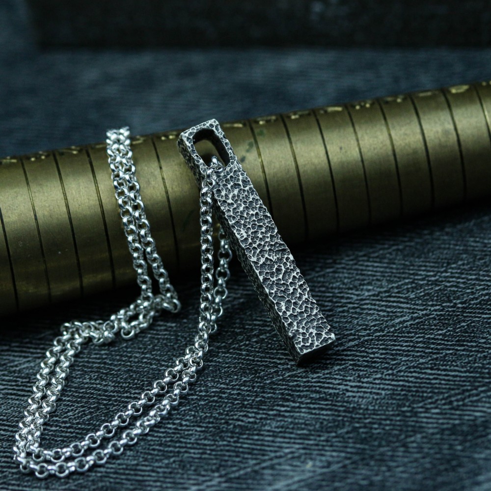 925スターリングシルバーテクスチャペンダント、テクスチャネックレス、カップルテクスチャ、シンプルなカップルペンダント