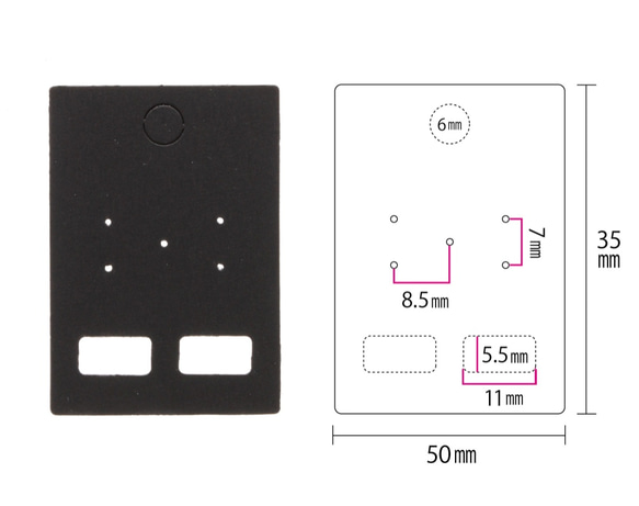 【30枚】イヤリング台紙M（黒）ピアス・イヤリング兼用  2way ノンホール　3.5×5cm ブラック D083 2枚目の画像