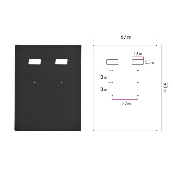 【30枚】台紙 LL穴上(黒) ピアス・イヤリング兼用　2way  6.7×9cm  ノンホール D116 3枚目の画像