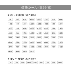 プライスシール（白地×黒文字）【50円〜5000円から1種選択】 200枚 5×10㎜ 値段 シール プライス 4枚目の画像