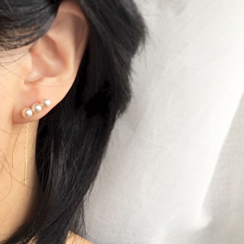 【シルバー／ゴールド】照り綺麗小粒パールのアメリカンピアス 5,121円