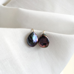 [K14GF]黑棕紫罌粟岩珍珠耳環 第2張的照片