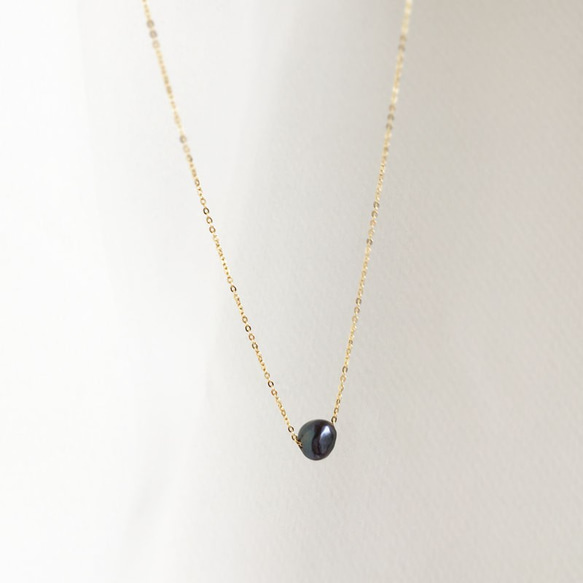 [K14GF]小淡水黑罌粟珍珠項鍊 第4張的照片