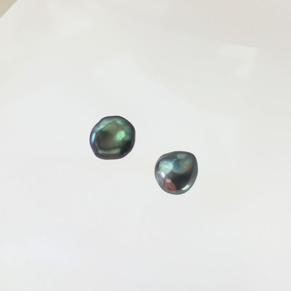 [K14GF]高品質鴨黑綠色罌粟耳環 第2張的照片