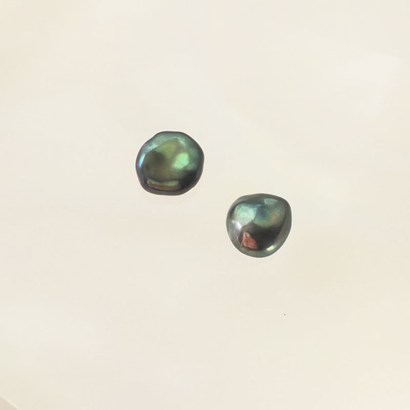 [K14GF]高品質鴨黑綠色罌粟耳環 第3張的照片