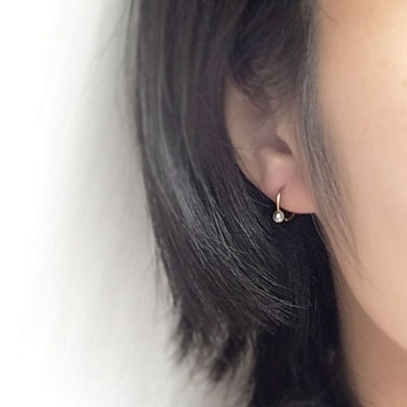 [SILVER] 粉色珍珠耳環◆ 2WAY ◆ 也適用於耳套！ 第5張的照片