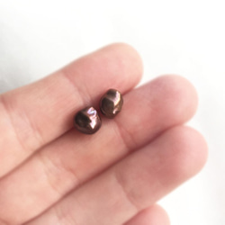[K14GF] 小號棕色罌粟花珍珠耳環 第4張的照片