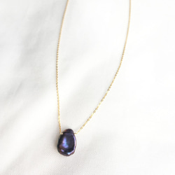 [K14GF]黑紫色罌粟珍珠項鍊 第2張的照片