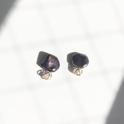 [K14GF] 黑色 Keshipearl 和 Herkimer 鑽石耳環 [2way] 第2張的照片