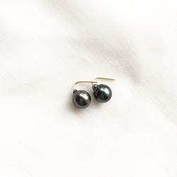【K14GF】黑蝴蝶巴洛克大溪地珍珠珍珠耳環 第2張的照片