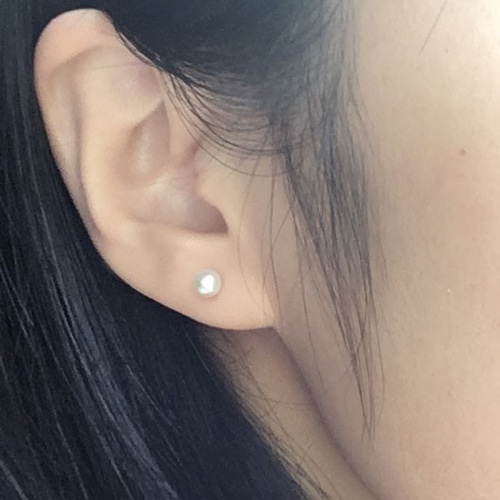 K14GF】トップクラス シンプルなピンク淡水パール ピアスプチサイズ4mm