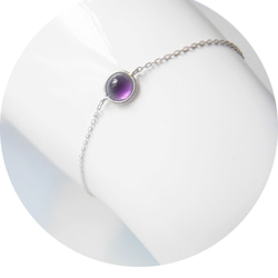 珠寶凸圓形紫水晶〜[K9WG]優雅的紫色紫水晶手鍊/項鍊 第2張的照片