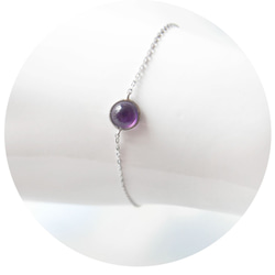 珠寶凸圓形紫水晶〜[K9WG]優雅的紫色紫水晶手鍊/項鍊 第3張的照片