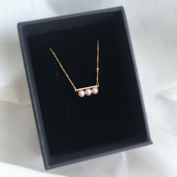 高品質✨ [K14GF] 小三線棒粉紅珍珠項鍊 第3張的照片