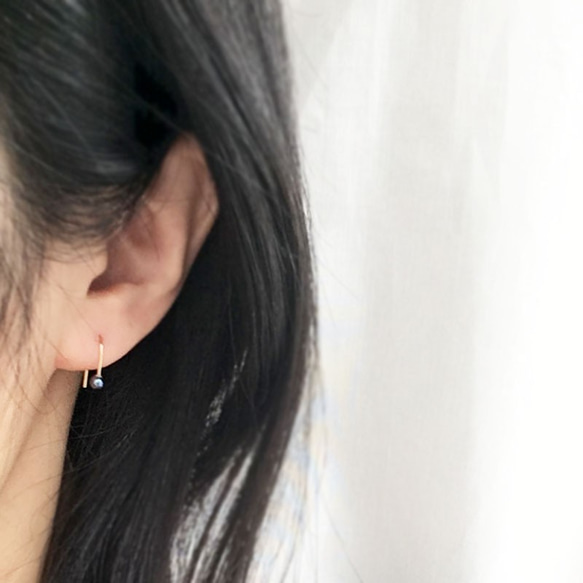 [K14GF] 簡約利落小珍珠耳環 第3張的照片