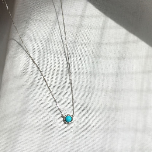 プラチナPT850】青〜宝石質プチサイズ3mmのターコイズ ネックレス  