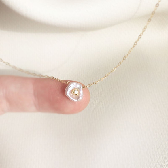 【K14GF】精緻一粒粒濃郁罌粟花珍珠項鍊 第5張的照片
