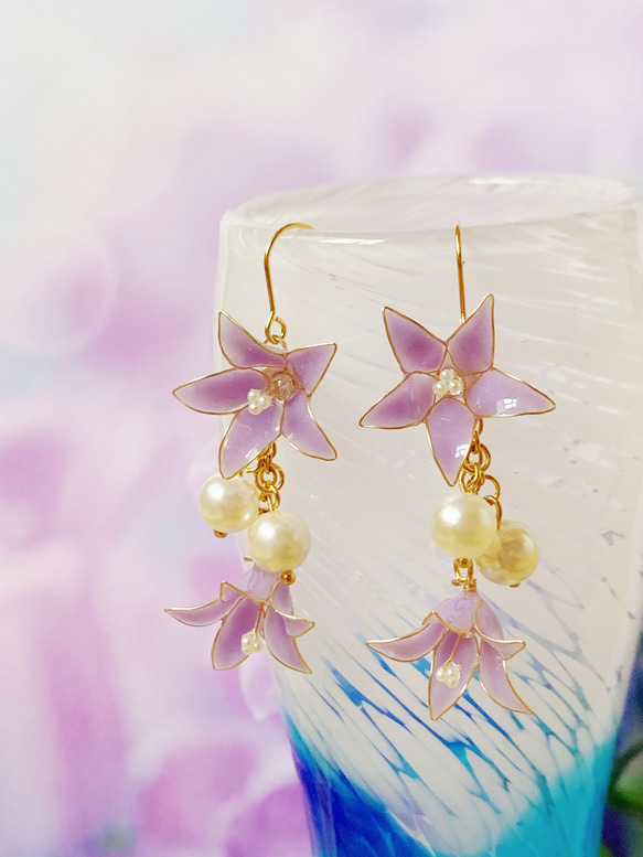 カンパニュラ 風鈴草 花 パール ピアス イヤリング ピアス（その他