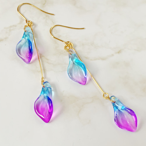 パープル コーラル ピーコック ピアス ハワイ BellaAnela #470 パープル コーラル ピーコック ピアス ハワイ BellaAnela #470