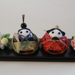 ひな祭り 小さな雛人形 ちりめん細工 桃、橘2ウェイピン ひな人形・雛