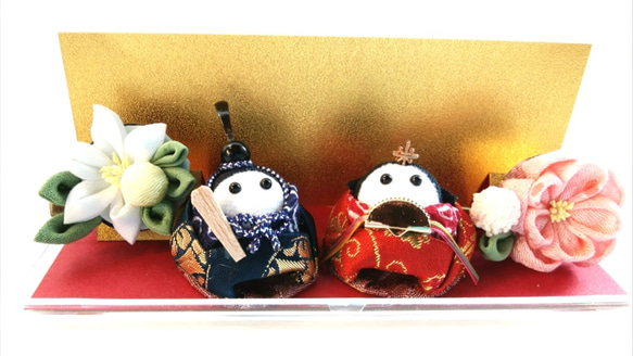 ひな祭り 小さな お雛様 ちりめん細工 桃、橘2ウェイピン ひな祭り 小さな お雛様 ちりめん細工 桃、橘2ウェイピン