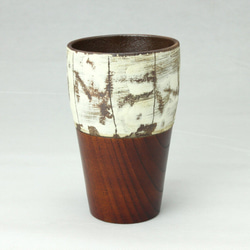 あさか野焼 陶器と漆器のcombination ビアタンブラー(クラウド) 1枚目の画像