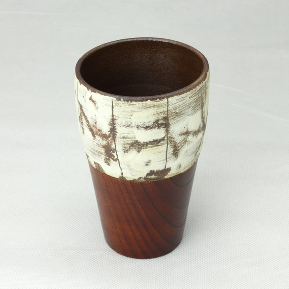 あさか野焼 陶器と漆器のcombination ビアタンブラー(クラウド) 2枚目の画像