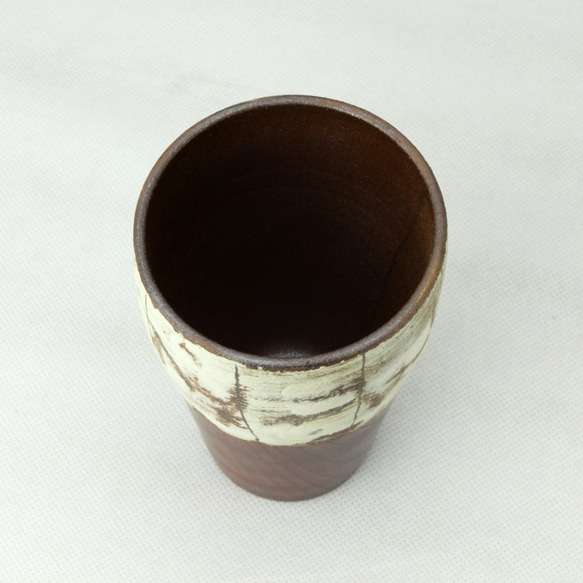 あさか野焼 陶器と漆器のcombination ビアタンブラー(クラウド) 3枚目の画像