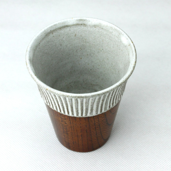 あさか野焼 陶器と漆器の combination タンブラー(スリムライン) 2枚目の画像
