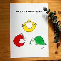 【クリスマス】ゴロゴロ3色サンタのクリスマス＊インテリア＊アートポスター 3枚目の画像