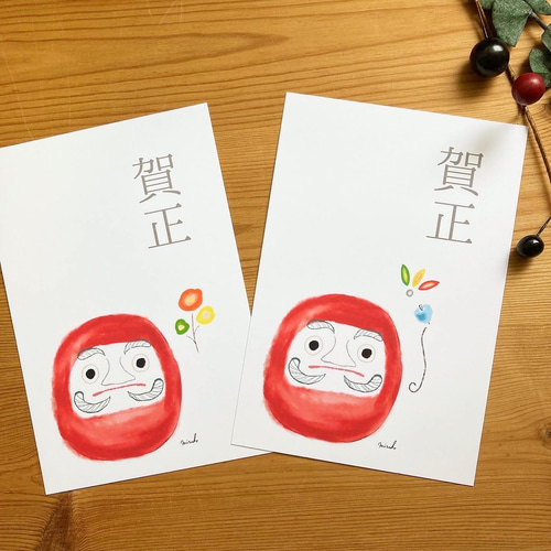 年賀状】だるまさんのお年賀＊3枚セット＊お正月 ポストカード