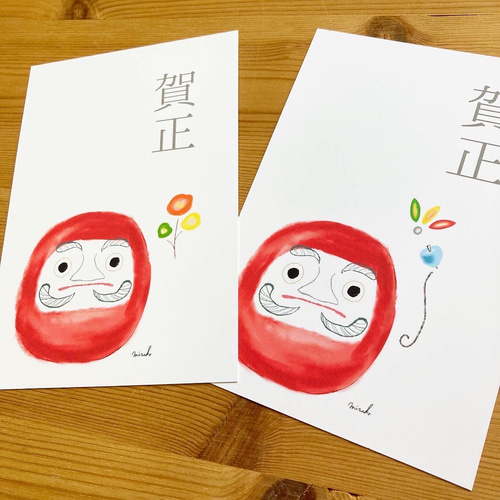 年賀だるま5円　満月消　63枚 年賀状】だるまさんのお年賀＊3枚セット＊お正月 ポストカード