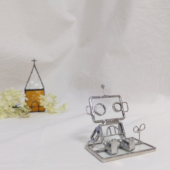 ガラスのロボット　マハロボット「ひと休み」　小さい方 gm-027 6枚目の画像