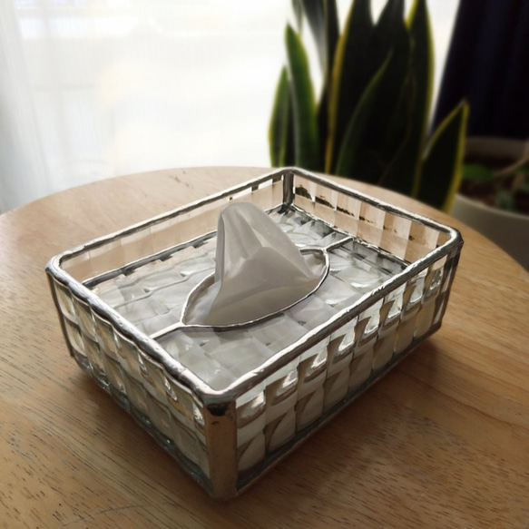 ステンドグラス ティッシュボックス ミニ パターンガラス gm-033