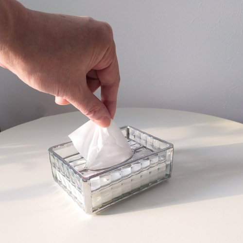 ステンドグラス ティッシュボックス ミニ パターンガラス gm-033